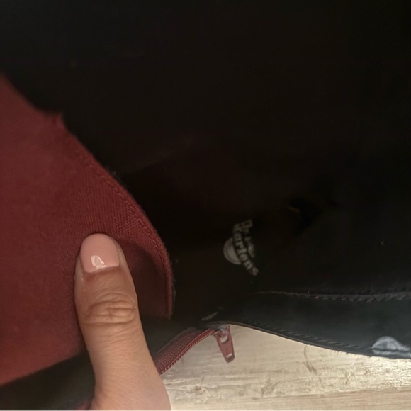 Dr. Martens Battersea Women Maroon Canvas Mid Calf Lace Up Combat Boots Size 9 - Picture 12 of 16